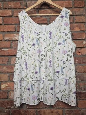 Floral Wildflower Tiered Swing Tank Top 4X Layered Plus Size